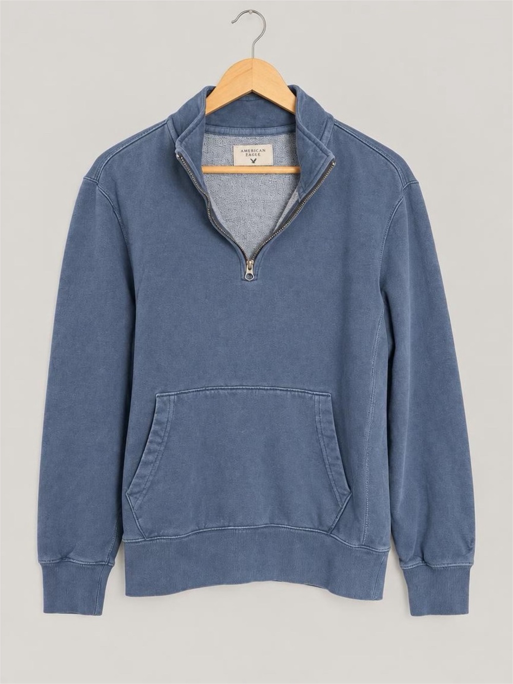 American Eagle Outfitters Men’s Slate Blue Zip-Up Pullover